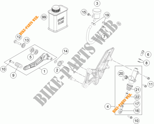 BREMSPUMPE HINTEN für KTM 1290 SUPER DUKE R ORANGE ABS 2016