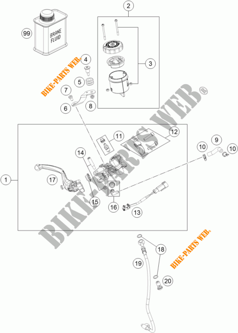BREMSPUMPE VORNE für KTM 1290 SUPER DUKE R ORANGE ABS 2016
