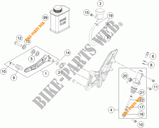 BREMSPUMPE HINTEN für KTM 1290 SUPER DUKE R BLACK ABS 2016