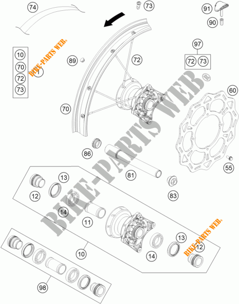 VORDERRADFELGE für KTM 85 SX 19/16 2017