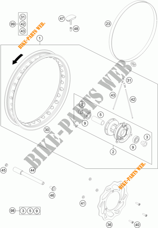 VORDERRADFELGE für KTM 65 SX 2016