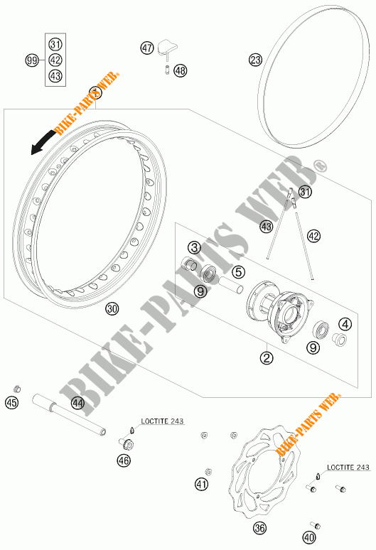 VORDERRADFELGE für KTM 65 SX 2011