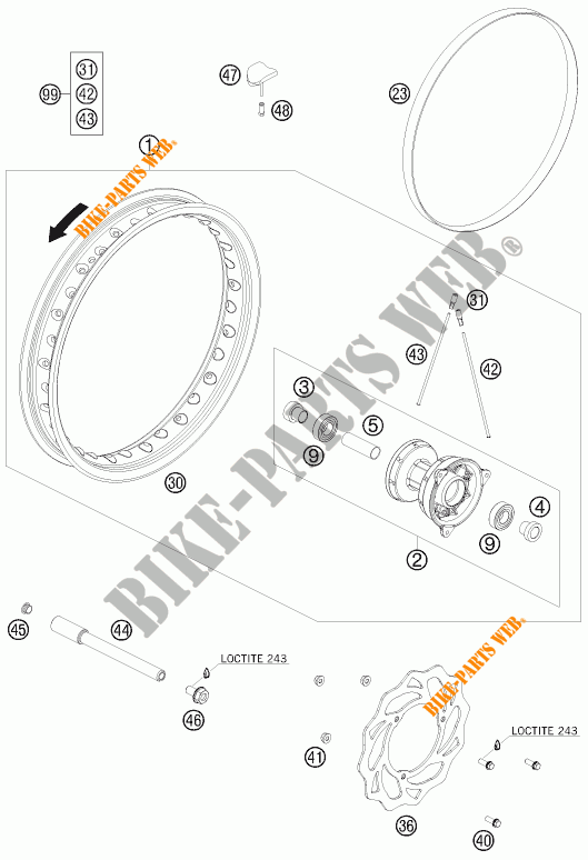 VORDERRADFELGE für KTM 65 SX 2010