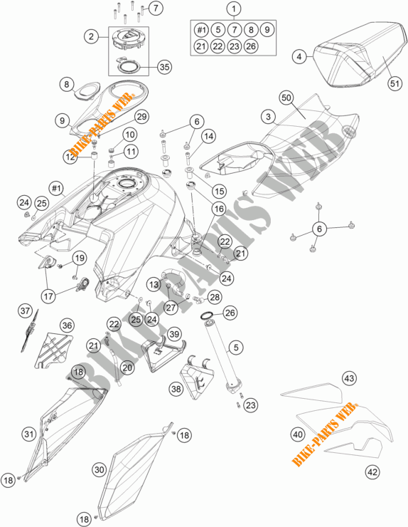 TANK / SITZBANK für KTM 1290 SUPER DUKE R ORANGE ABS 2015
