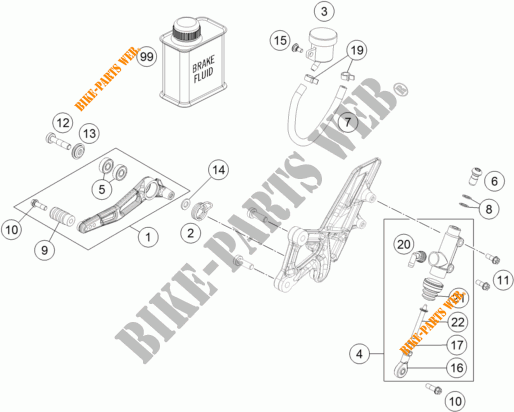 BREMSPUMPE HINTEN für KTM 1290 SUPER DUKE R ORANGE ABS 2015