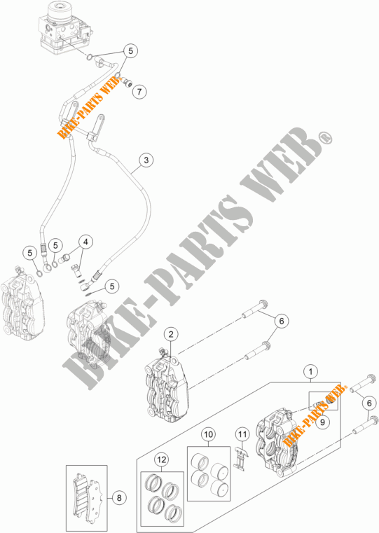 BREMSZANGE VORNE für KTM 1290 SUPER DUKE R ORANGE ABS 2015