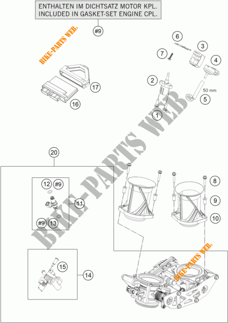EINSPRITZANLAGE für KTM 1290 SUPER DUKE R ORANGE ABS 2015