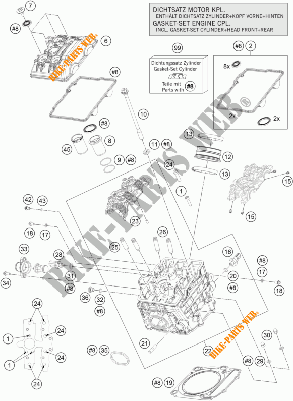 ZYLINDERKOPF VORNE für KTM 1290 SUPER DUKE R ORANGE ABS 2015