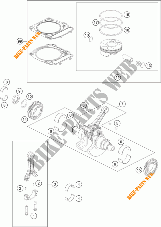 KURBELWELLE / KOLBEN für KTM 1290 SUPER DUKE R BLACK ABS 2015