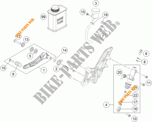 BREMSPUMPE HINTEN für KTM 1290 SUPER DUKE R ORANGE ABS 2014