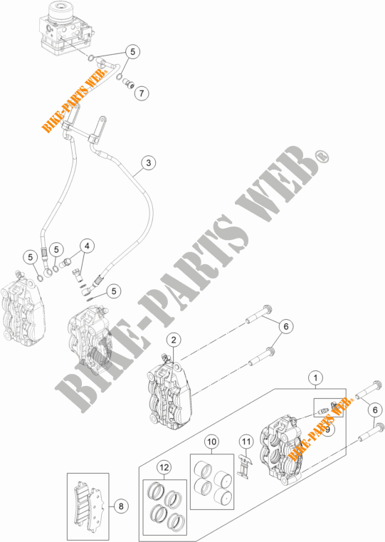 BREMSZANGE VORNE für KTM 1290 SUPER DUKE R ORANGE ABS 2014