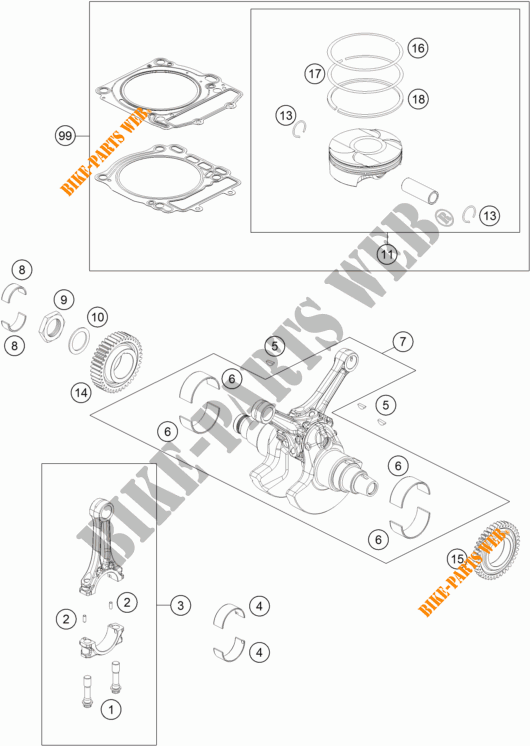 KURBELWELLE / KOLBEN für KTM 1290 SUPER DUKE R ORANGE ABS 2014