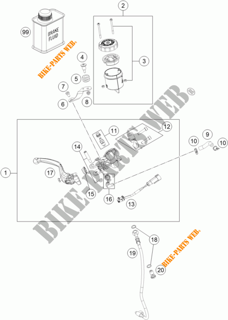 BREMSPUMPE VORNE für KTM 1290 SUPER DUKE R ORANGE ABS 2014