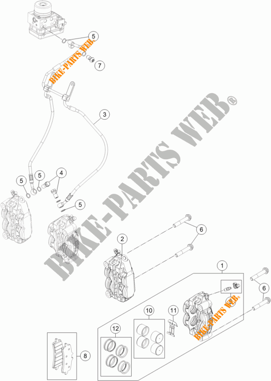 BREMSZANGE VORNE für KTM 1290 SUPER DUKE R ORANGE ABS 2014