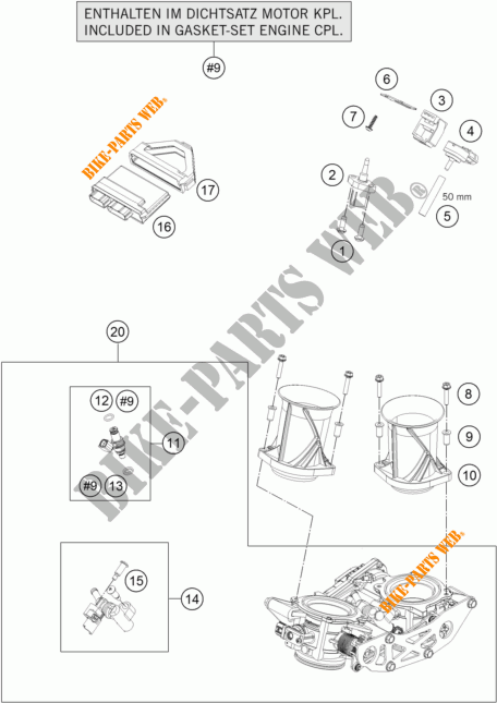 EINSPRITZANLAGE für KTM 1290 SUPER DUKE R ORANGE ABS 2014