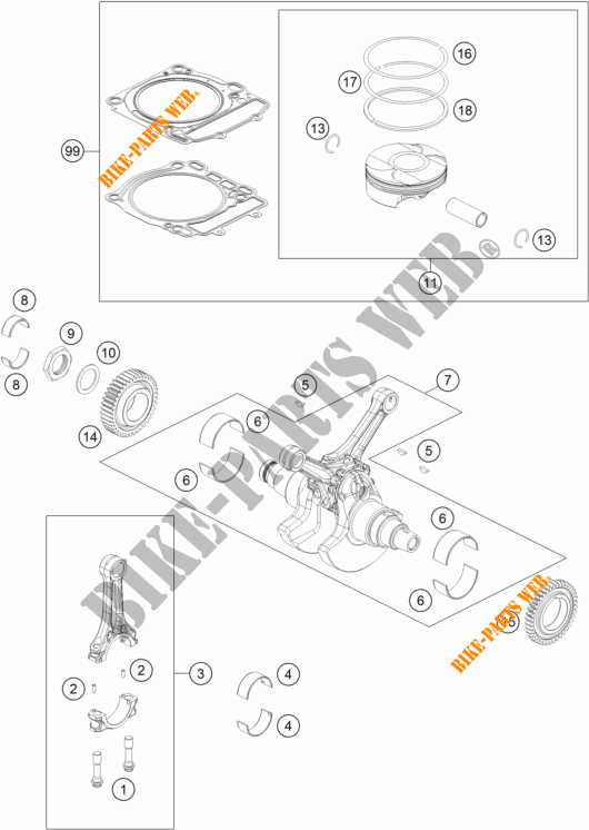 KURBELWELLE / KOLBEN für KTM 1290 SUPER DUKE R BLACK ABS 2014