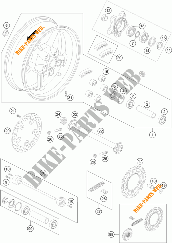 HINTERRADFELGE für KTM 990 SUPER DUKE R 2013