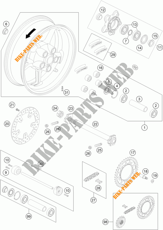 HINTERRADFELGE für KTM 990 SUPER DUKE R 2012
