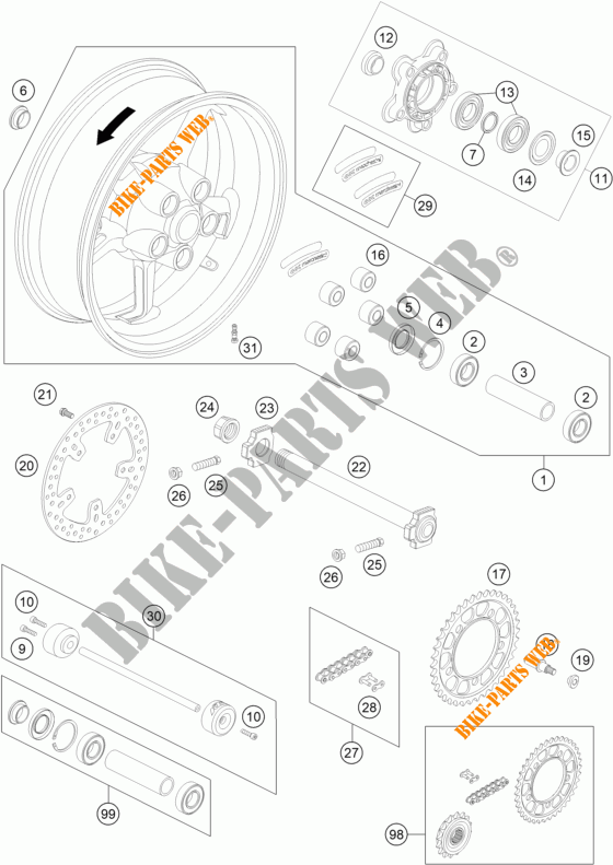 HINTERRADFELGE für KTM 990 SUPER DUKE R 2011