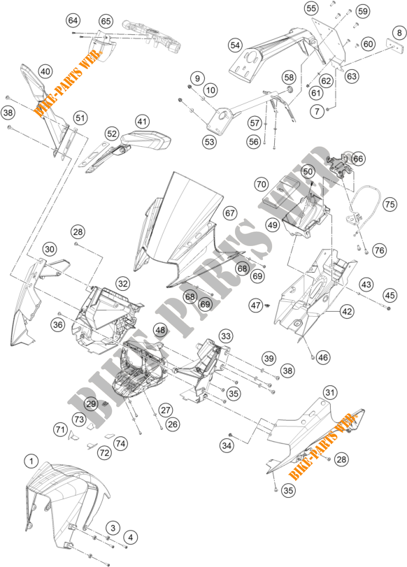 PLASTIK für KTM RC 125 ORANGE - B.D. 2019