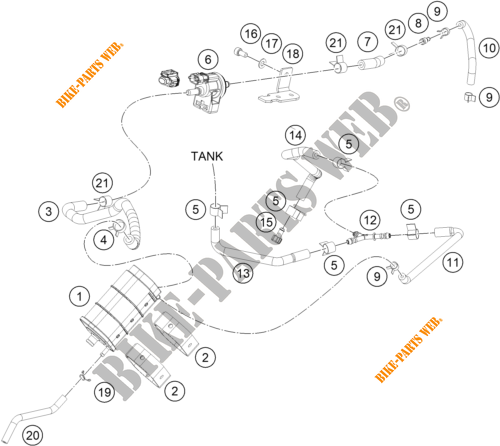 EVAPORATIVE CANISTER für KTM 390 DUKE ORANGE - B.D. 2020