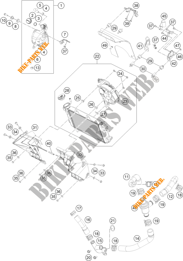 KÜHLSYSTEM für KTM 390 DUKE ORANGE - B.D. 2020