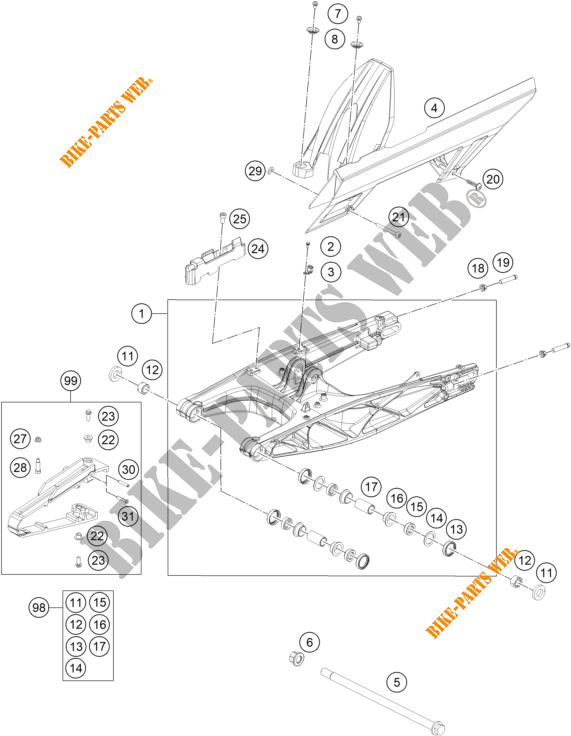 SCHWINGE für KTM 390 DUKE ORANGE - B.D. 2020