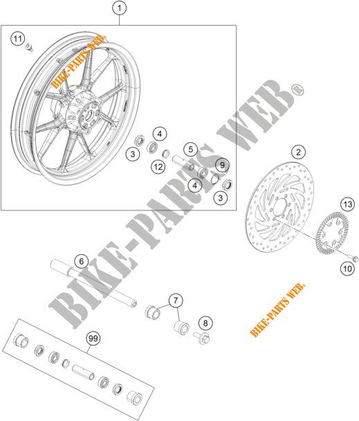 VORDERRADFELGE für KTM 390 DUKE ORANGE - B.D. 2020