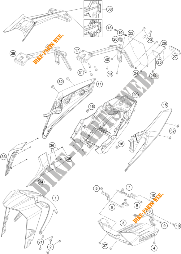 PLASTIK für KTM 390 DUKE WHITE - CKD 2019