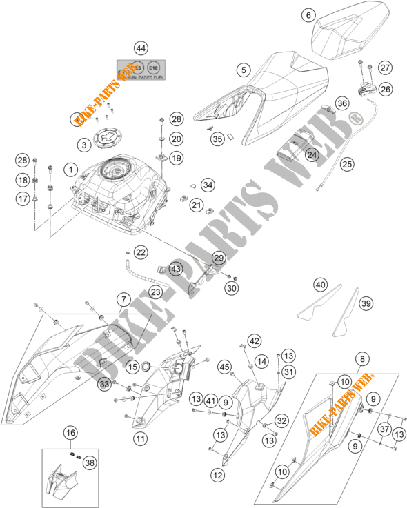 TANK / SITZBANK für KTM 250 DUKE WHITE NO ABS 2019