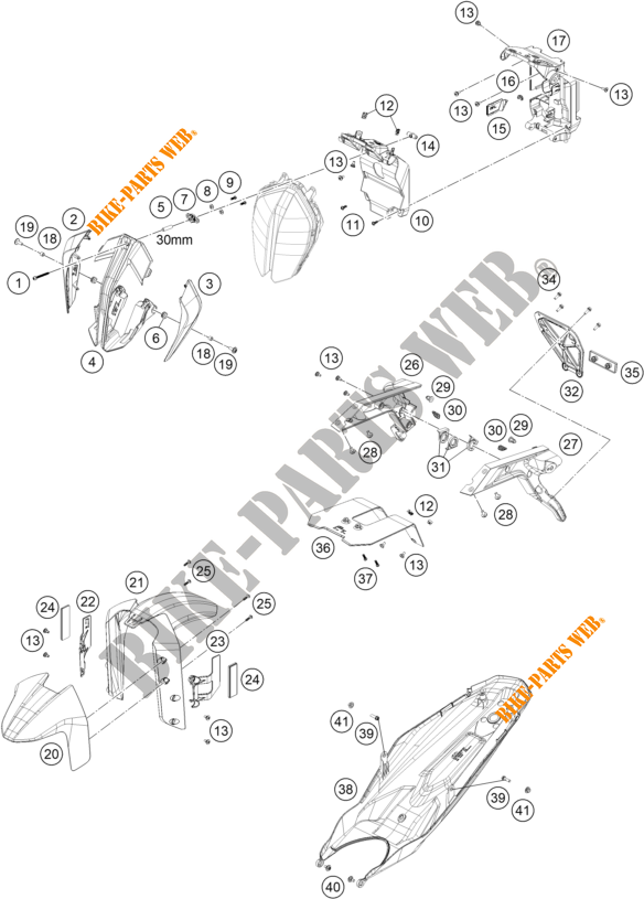 PLASTIK für KTM 890 DUKE ORANGE 2021