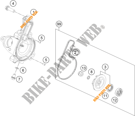 WASSERPUMPE für KTM 390 DUKE SILVER - B.D. 2021