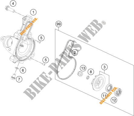 WASSERPUMPE für KTM 390 DUKE WHITE - B.D. 2019