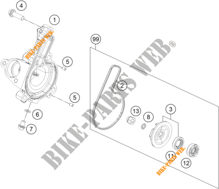 WASSERPUMPE für KTM 250 DUKE SILVER - B.D. 2021