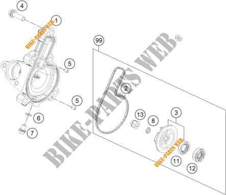 WASSERPUMPE für KTM 200 DUKE ABS ORANGE - IKD 2021