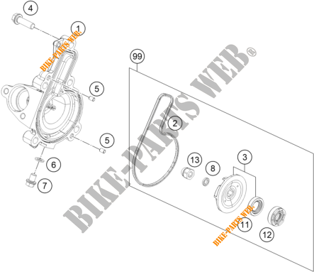 WASSERPUMPE für KTM 250 ADVENTURE BLACK - B.D. 2021