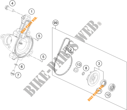 WASSERPUMPE für KTM 390 ADVENTURE ORANGE - B.D. 2021