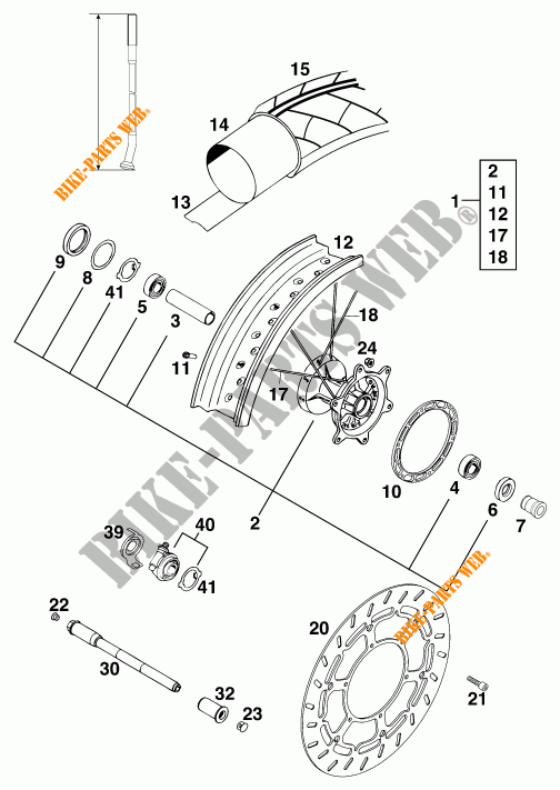 VORDERRADFELGE für KTM 620 DUKE 37KW 1996