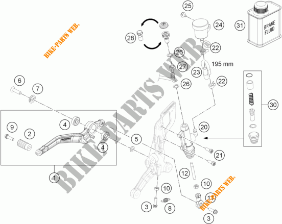 BREMSPUMPE HINTEN für KTM 690 DUKE R ABS 2014
