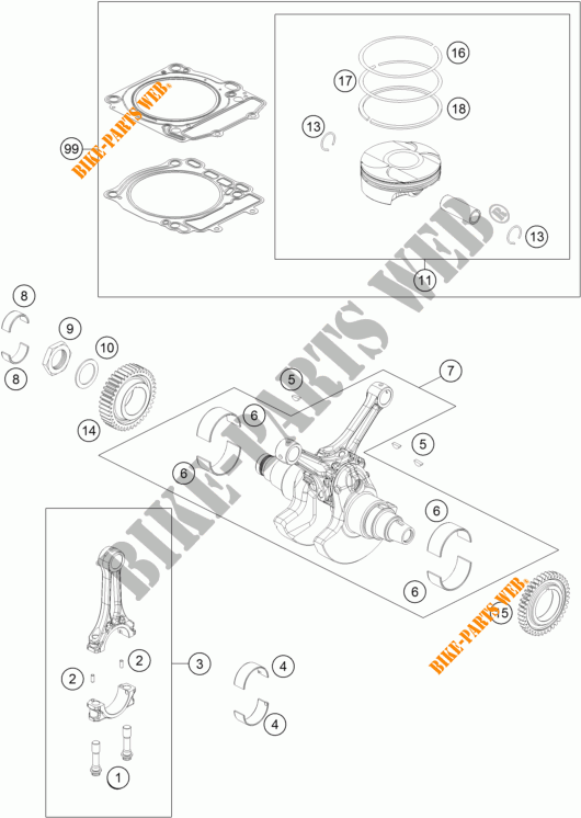 KURBELWELLE / KOLBEN für KTM 1290 SUPER DUKE GT ORANGE ABS 2016