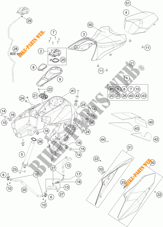 TANK / SITZBANK für KTM 1290 SUPER DUKE GT ORANGE ABS 2016