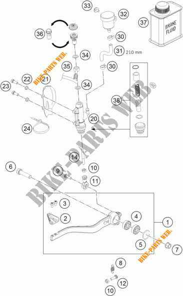 BREMSPUMPE HINTEN für KTM 690 DUKE ORANGE 2018