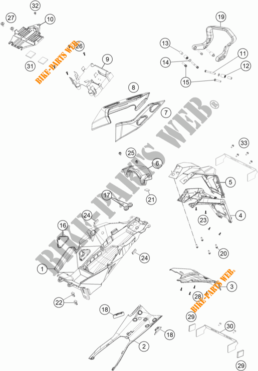 KOTFLÜGEL HINTEN für KTM 1290 SUPER DUKE GT GREY ABS 2016