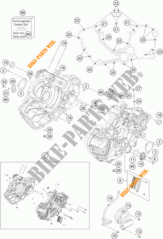 MOTORGEHÄUSE für KTM 1290 SUPER DUKE GT GREY ABS 2016