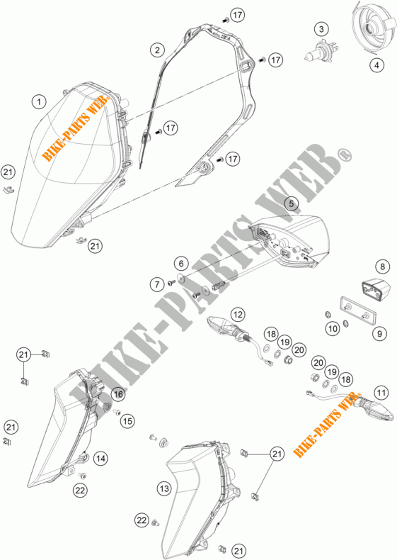SCHEINWERFER / RÜCKLICHT für KTM 1290 SUPER DUKE GT GREY ABS 2016
