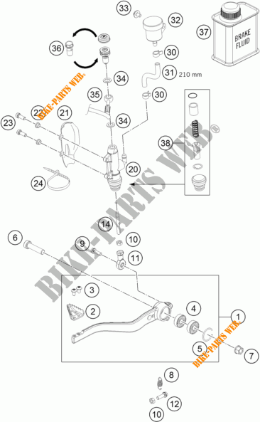 BREMSPUMPE HINTEN für KTM 690 DUKE ORANGE ABS 2016