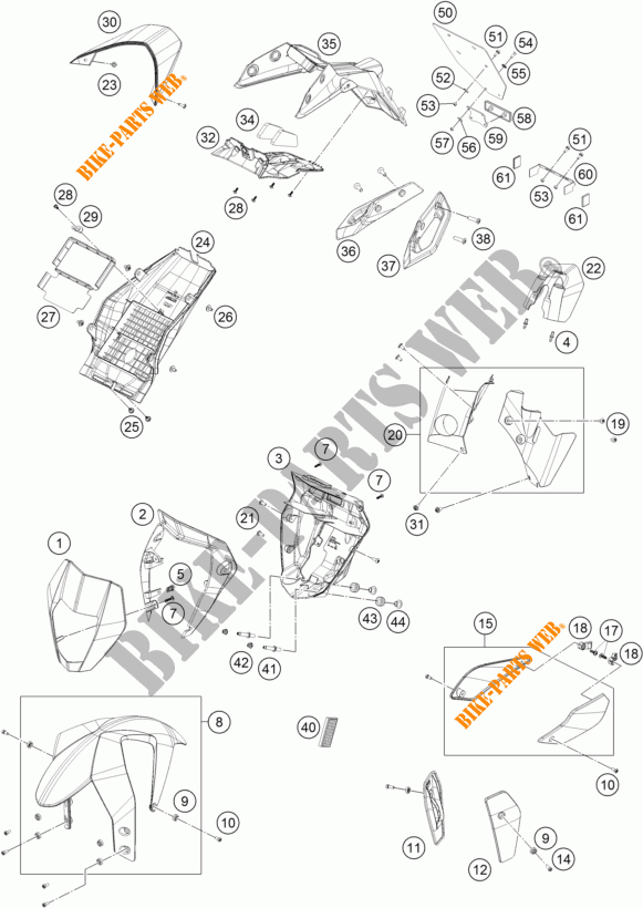 PLASTIK für KTM 690 DUKE WHITE ABS 2016