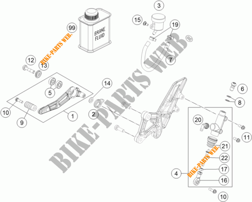 BREMSPUMPE HINTEN für KTM 1290 SUPER DUKE GT ORANGE ABS 2016