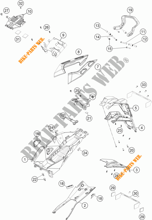 KOTFLÜGEL HINTEN für KTM 1290 SUPER DUKE GT ORANGE ABS 2016