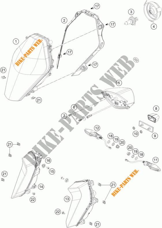 SCHEINWERFER / RÜCKLICHT für KTM 1290 SUPER DUKE GT ORANGE ABS 2016